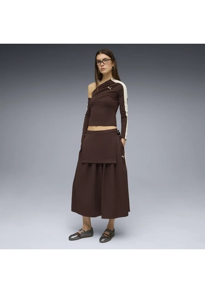 Puma T7 Midi Pleated Skirt Kahverengi Kadın Elbise-etek