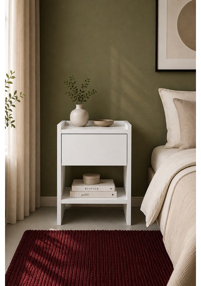 Home Keto Tek Çekmeceli Komodin 38x52x40 Cm Modern Tasarım Beyaz - 914411036 Beyaz Home Keto Tek Çekmeceli Komodin 38x52x40 Cm Modern Tasarım Beyaz - 914411036 Beyaz