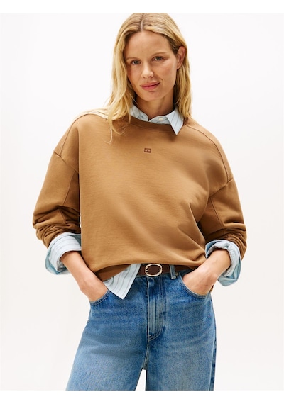 Tommy Hilfiger Tonal Flag Mdrn Terry Swtshrt Kadın Kahverengi Sweatshirt - Ww0ww45754 Tommy Hilfiger Tonal Flag Mdrn Terry Swtshrt Kadın Kahverengi Sweatshirt - Ww0ww45754