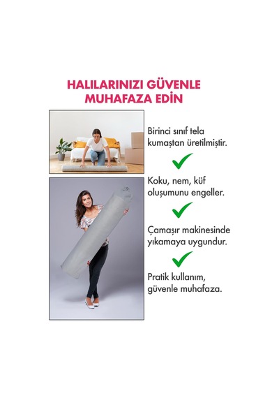 Halı Hurcu, Halı Saklama Kılıfı, Halı Organizeri Gri, 6m² Halı Hurcu Çok Renkli