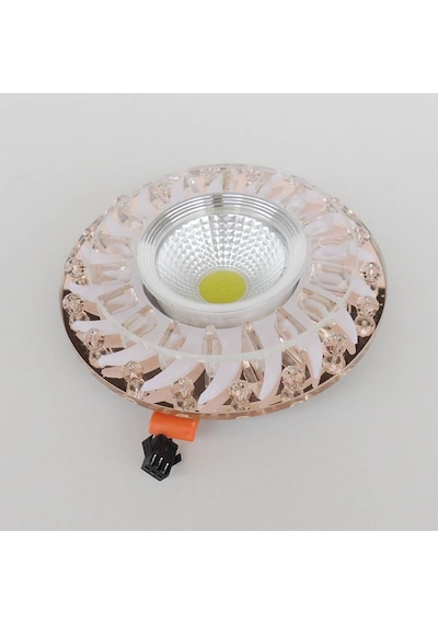 Bronz Kristal Cam Sıva Altı Spot Cob Led Armatür Beyaz Işıklı Bronz Cam