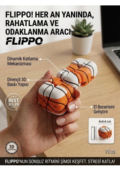 Hbs Art Design Flıppo Basketbol Stres Oyuncag I - 4x4cm Masaüstü Fidget