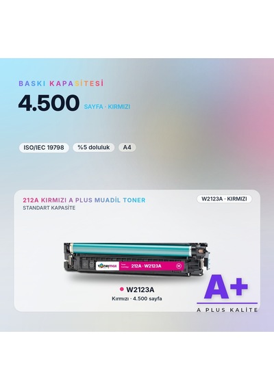 Hp 212a W2123a Kırmızı Uyumlu Toner A Plus / Color Laserjet Enterprise M554 / M555 / Mfp M578
