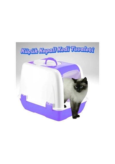 Cazibiz Küçük Kapalı Kedi Tuvaleti-mor-983222