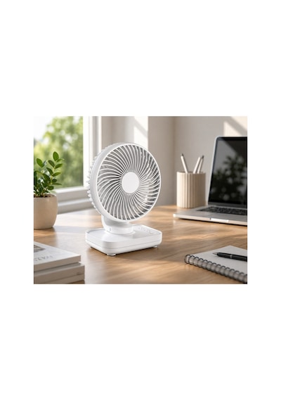 Robeve Yk Şarjlı Masaüstü Vantilatör Usb Type-c 4 Kademeli Hız, Sessiz Çalışma, Taşınabilir Mini Fan, Uzun Batarya, 90 Ayarlanabilir Başlık, Ofis Ev Kullanım Fan Vantilatör Beyaz
