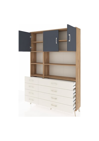 Arges Dolap 8 Raflı 8 Çekmeceli 3 Kapaklı 132x30x195 Çam-antrasit/aytaşı Antrasıt/aytası Arges Dolap 8 Raflı 8 Çekmeceli 3 Kapaklı 132x30x195 Çam-antrasit/aytaşı Antrasıt/aytası
