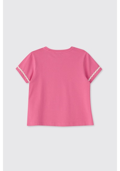 Panço Kız Çocuk Kısa Kollu Pembe Tişört