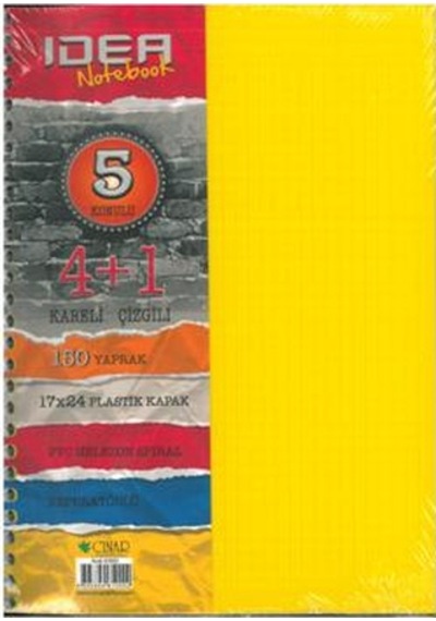Çınar 4+1 17 x 24 Ayraçlı Defter PP Kapak Sarı