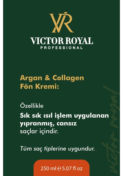 Victor Royal Isıya Karşı Koruyucu Ve Kolay Tarama Etkili Argan Kolajen Fön Sprey Kremi 250 Ml