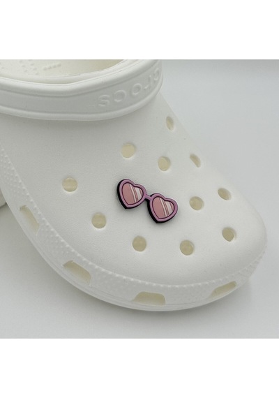 Crocs Terlik Süsü Ve Aksesuarı , Çanta Süsü Renkli Jibbitz Güneş Gözlüğü 03 Görselli Figür Aksesuarı Pembe-beyaz