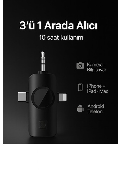 Daytona K9-y2 Kablosuz Taşınabilir 3 In1 Yaka Mikrofonu Tüylü Mini Mic Tak Ve Çalıştır Canlı Yayın Vlog Kablos