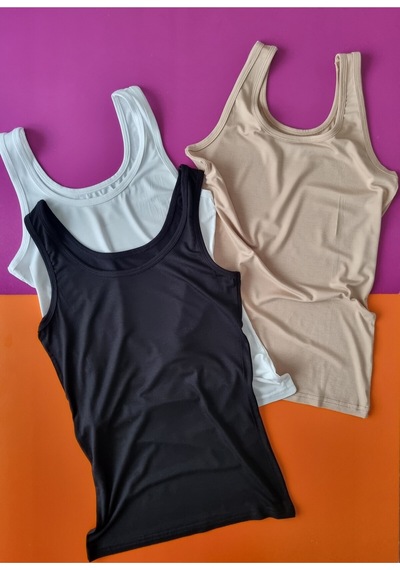 Demirsa Boutique Kalın Askılı Bambu Kumaş 3'lü Siyah, Ten Ve Beyaz Renk Kadın Atlet Bej-siyah-beyaz Demirsa Boutique Kalın Askılı Bambu Kumaş 3'lü Siyah, Ten Ve Beyaz Renk Kadın Atlet Bej-siyah-beyaz