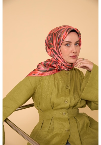 Silk Home Twill İpek Eşarp 11472-24 Gri, Narçiçeği, Pembe, Yeşil, Pudra Pembe