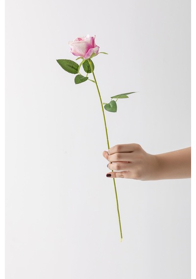 Yapay Kadife Gül Tek Dal Pembe 50 Cm