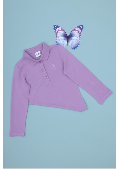 U.S. Polo Assn. Kız Çocuk Lila Polo Yaka Basic Sweatshirt 50316836-VR034