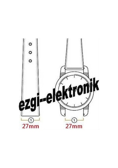 Bizon Siyah Deri Saat Kordonu 27Mm Diesel Model Spor Saat Kayışı
