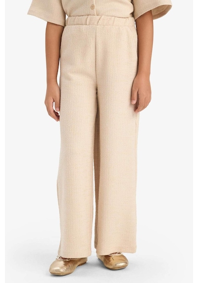 DeFacto Kız Çocuk Beli Lastikli Wide Leg Geniş Bol Paça Bürümcük Pantolon E1103A825SPBG286 Bej