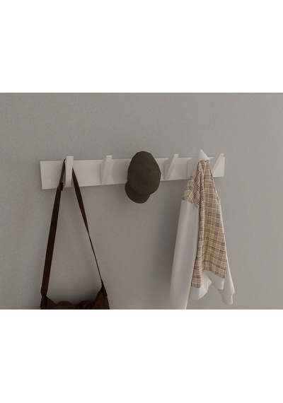 Hepsi3boyutlu Modern Duvar & Kapı Kanca Askılık - 6 Adet Beyaz Kanca Askılık - Model No : 5 Beyaz