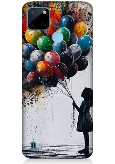 Realme C21y Uyumlu Balonlu Çocuk Desenli Silikon Kılıf
