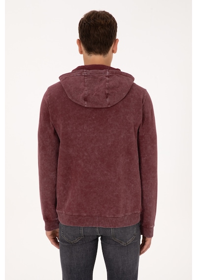 U.S. Polo Assn. Erkek Regular Fit Kapüşonlu Yıkamalı Bordo İnce Sweatshirt 50315493-VR177