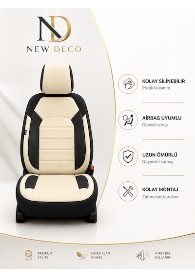 Ford Focus 2005-2020 Uyumlu Premium Tay Tüyü Oto Koltuk Kılıfı Airbag Uyumlu 2+1 Fermuarlı Kolçak Uyumlu 14170470