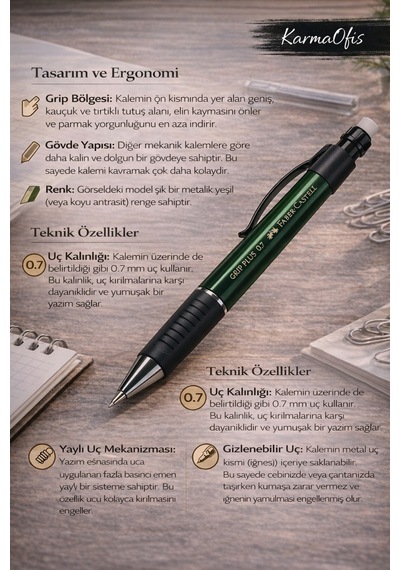 Yeşil Plus 0.7 Versatil Kalem Ergonomik, Kaymaz Tutuş Yeşil