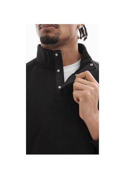 Boğazlı Sweatshirt Siyah