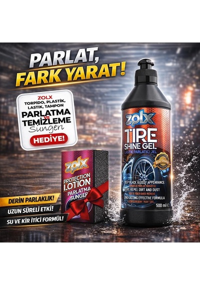 Zolx Lastik Parlatıcı Temizleyici Jel Lastik Temizleme Jeli 500ml + Sünger