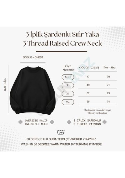 Uyguntarz Unisex Yumuşak Dokulu Düz 3 İplik Oversize Sıfır Yaka Sweatshirt Sade Ve Modern Görünüm beyaz
