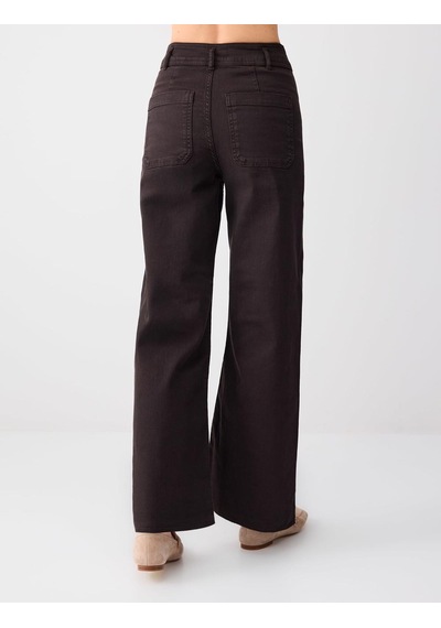 Jimmy Key Acı Kahve Bol Paça Yüksek Bel Rahat Kesim Denim Pantolon 6sw185662803 Acı Kahverengi
