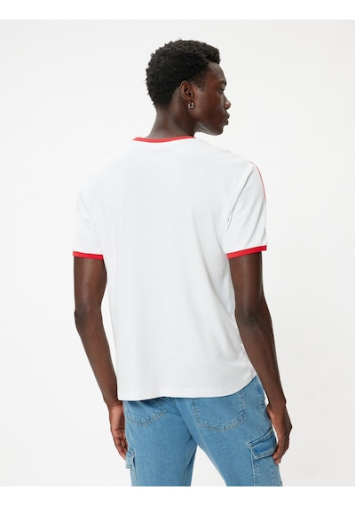 Koton Slim Fit Tişört Slogan Baskılı Kısa Kollu Bisiklet Yaka Biyeli Beyaz 4sam11097hk Beyaz Koton Slim Fit Tişört Slogan Baskılı Kısa Kollu Bisiklet Yaka Biyeli Beyaz 4sam11097hk Beyaz
