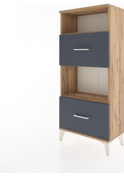 Hyperion Dolap 2 Raflı 2 Çekmeceli 60x44x134 Çam-antrasit Çam