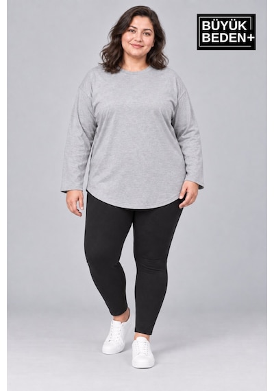 Superlife Süperlife Kadın Büyük Beden Bisiklet Yaka Süprem İnce Uzun Kollu Oval Etek Tişört Spr26btsk943 Gri Superlife Süperlife Kadın Büyük Beden Bisiklet Yaka Süprem İnce Uzun Kollu Oval Etek Tişört Spr26btsk943 Gri