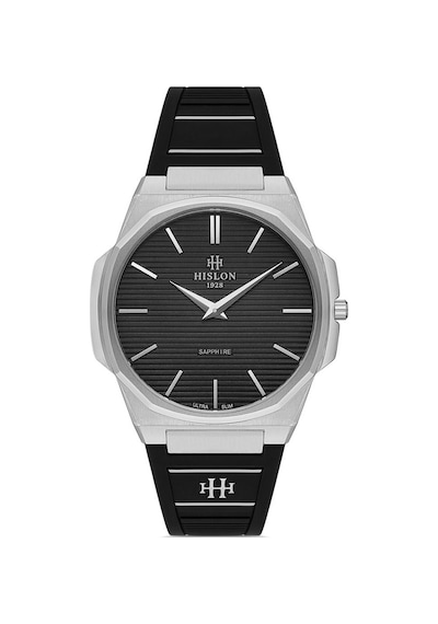Hislon Cl127t-04bs Safir Çizilmez Cam Silikon Kordon Siyah Renk Erkek Kol Saati Siyah