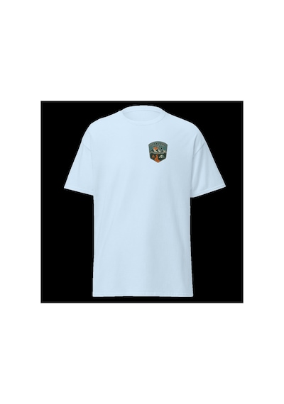 Wildstyle Uzaklara Git Renkli Vintage Dağ Doğa Macera Rozet Baskılı Unisex Bisiklet Yaka Pamuklu Tişört Bebek Mavisi