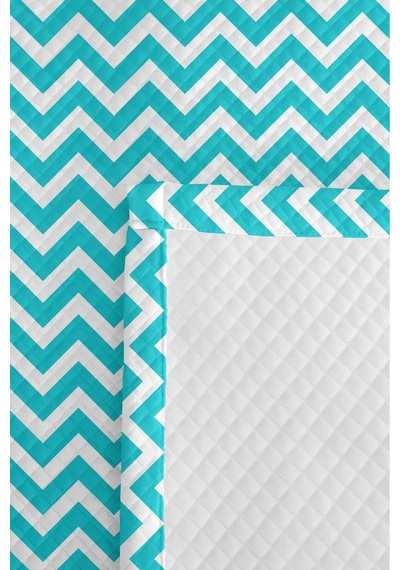 Turkuaz Zigzag Geometrik Genç Odası Tek Kişilik Pike Takımı-modern 160x220 Cm Kapitone Yatak Örtüsü Ayazlı Bahçe Kokusu
