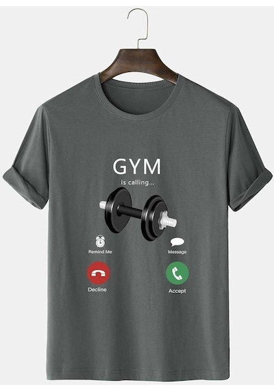 Flood Of Style Erkek Füme Gym Oversize Bisiklet Yaka Tshirt Gri