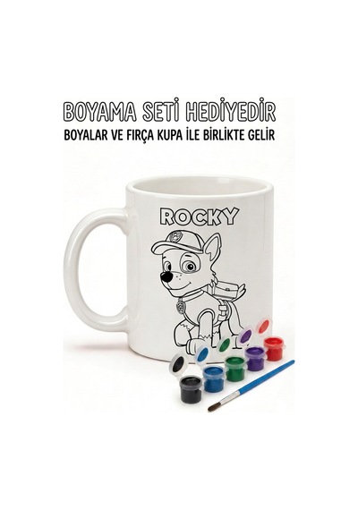 Boyama Setli Desenli Yazılı Kupa Bardak - Komik Tasarım Baskılı Seramik Hediye Kupa Bardak Çok Renkli
