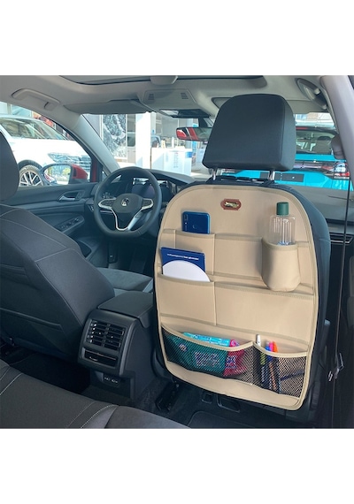 Rover 220 Araç İçi Deri Koltuk Arkası Organizer Düzenleyici Koruyucu Bej