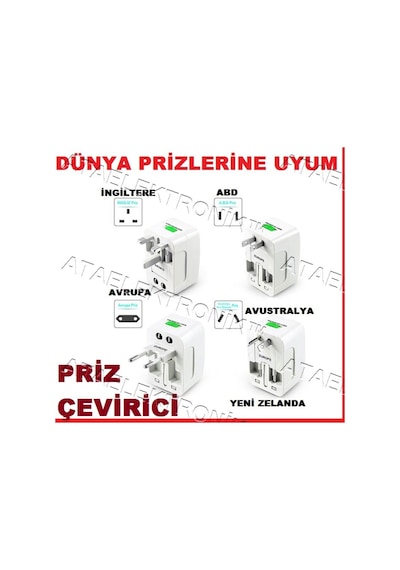 Seyahat Adaptör Duvar Priz Çevirici Dönüşüm Amerika Asya Avrupa