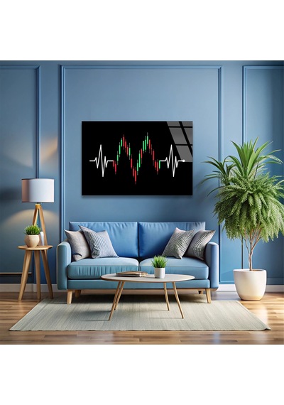 Borsa Grafiği - Cam Tablo - Deg1171 90 X 60 Cm