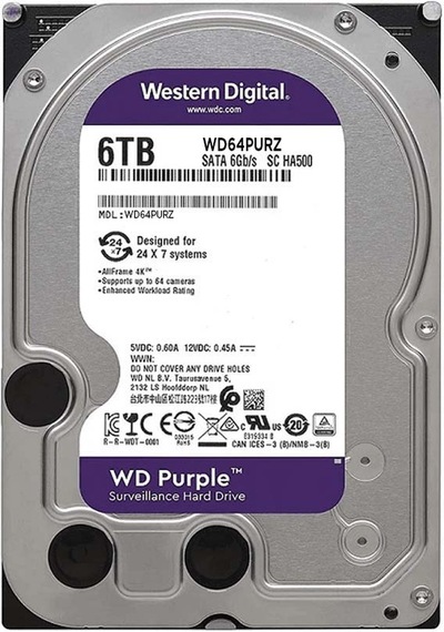 Wd Purple, Wd64purz, 3.5&quot , 6tb, 256mb, 5400 Rpm, 7/24 Güvenlik, Hdd Türkiye Distribütörü Garantili
