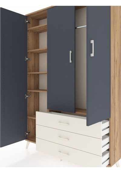 Arges Dolap 6 Raflı 3 Çekmeceli Tek Askılı 132x30x195 Çam-ant... Çam Arges Dolap 6 Raflı 3 Çekmeceli Tek Askılı 132x30x195 Çam-ant... Çam