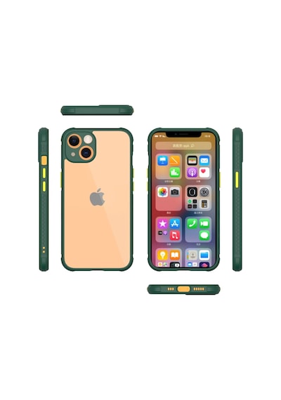 Gld-spt- Newface Apple Uyumlu iPhone 13 Mini Kılıf Miami Şeffaf Silikon - Koyu Yeşil