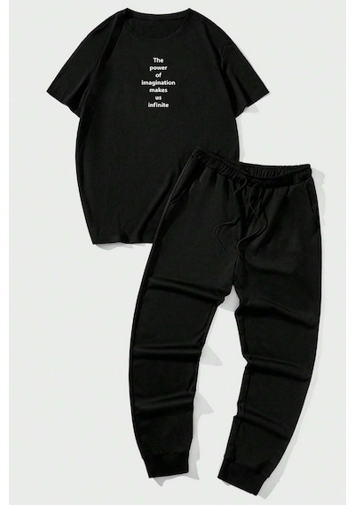 Uyguntarz Unisex The Power 2'li Eşofman Takımı Siyah