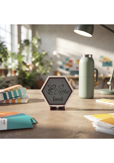 Estetik Coffee Love Temalı Masaüstü Dekoratif Aksesuar Kahve Tutkunları İçin Modern Ve Anlamlı Bir Hediye Seçimi 10x10 Cm, Kül Gri