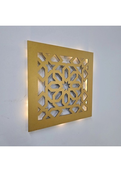Led Işıklı Motif Tablo 3 - 30x30cm Gold