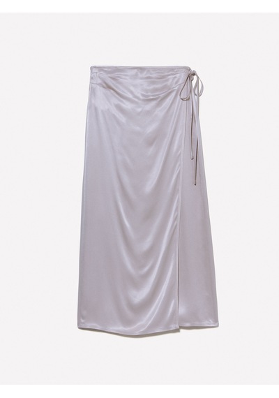 Sisley %100 Viskoz Saten Midi Etek Kadın Gri Etek - 325p42bzl002r