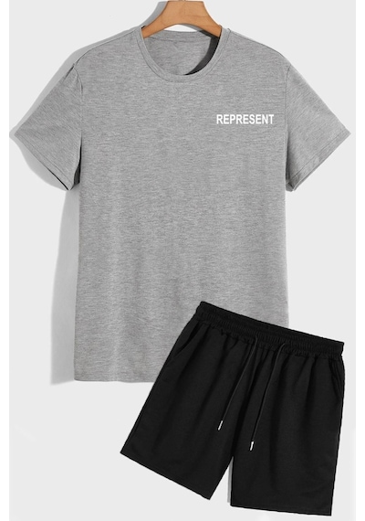 Uyguntarz Represent Şort T-shirt Eşofman Takımı Gri