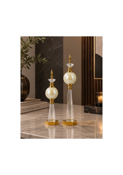 Kristal Detaylı Metal Dekoratif Aksesuar Sarı